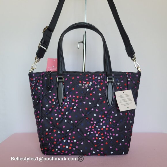 KATE SPADE Jae Medium Nylon Quilted Satchel- Festive Confetti Multicolor🎈$149.⭐ - Picture 6 of 16